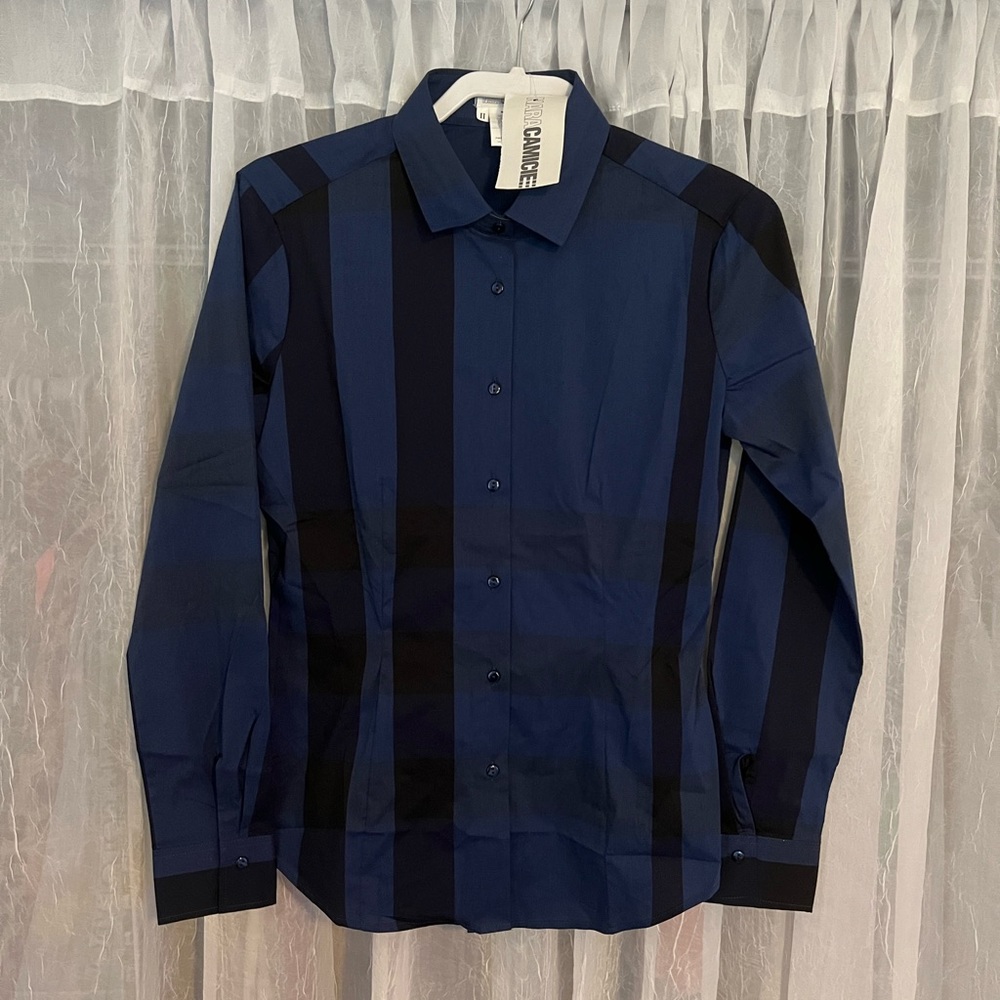 Naracamicie Womans Blue Black Long Sleeve Blouse